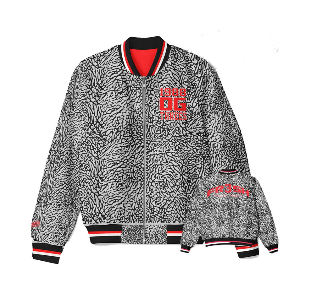 Retro 3 Cement All Over Bomber Jacket