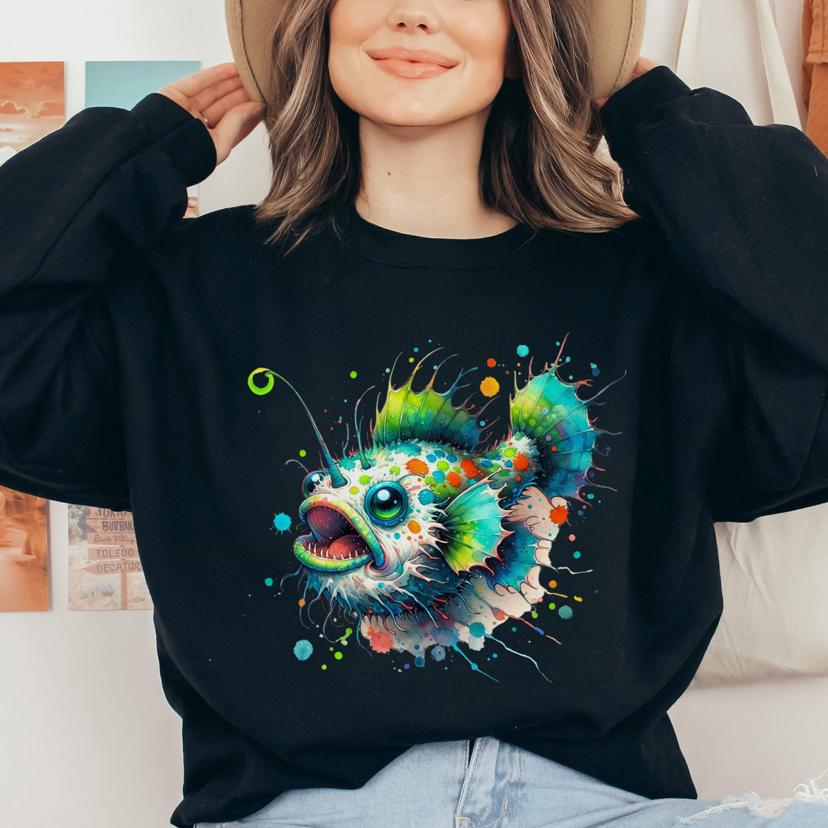 Artistic Anglerfish deep fish Color Splash Unisex product image 1