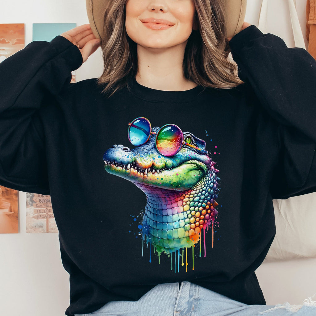 Cool crocodile with eyeglasses Color Splash Unisex product image 1