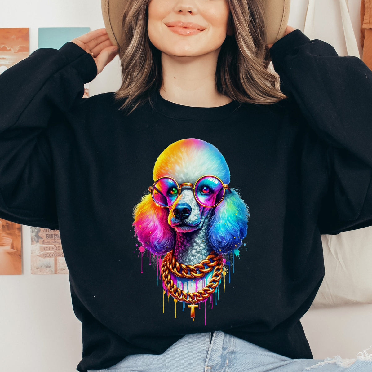 Poodle with glasses hip style Color Splash Unisex product image 1