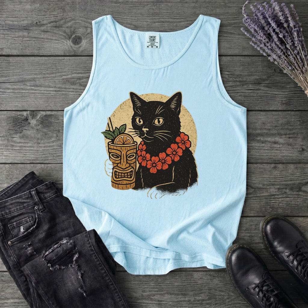 Tiki Bar Black Cat Tank Top