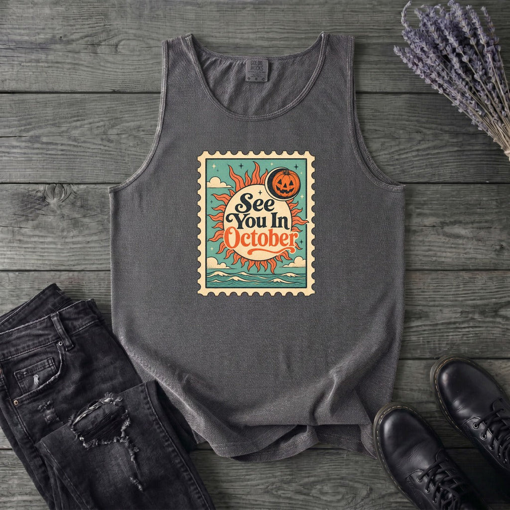 See You In October Stamp Tank Top
