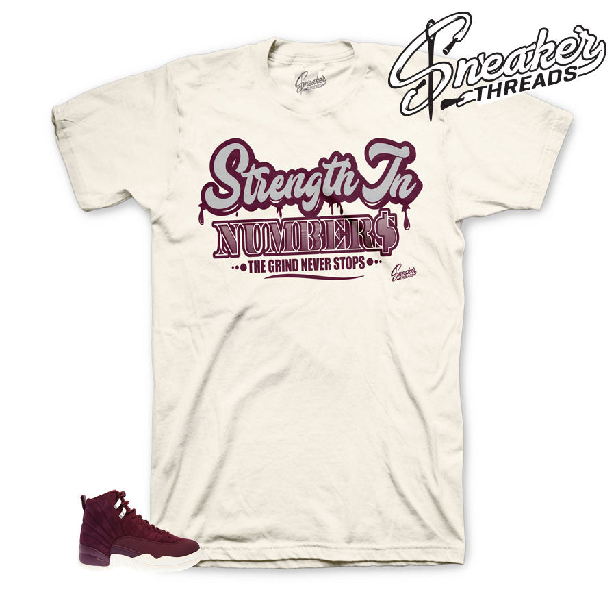 Retro 12 Bordeaux Strength In Numbers Shirt