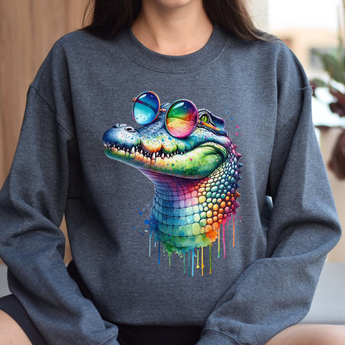 Cool crocodile with eyeglasses Color Splash Unisex product image 3