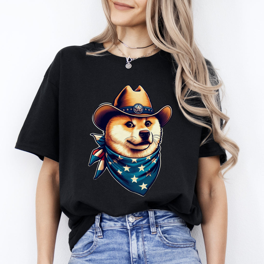 Akita Inu T-Shirt gift Texas Akita Inu dog with hat Unisex tee Black Navy Dark Heather