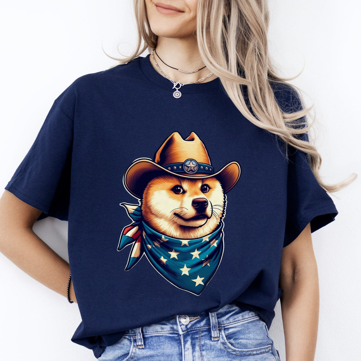 Akita Inu T-Shirt gift Texas Akita Inu dog with hat Unisex tee Black Navy Dark Heather