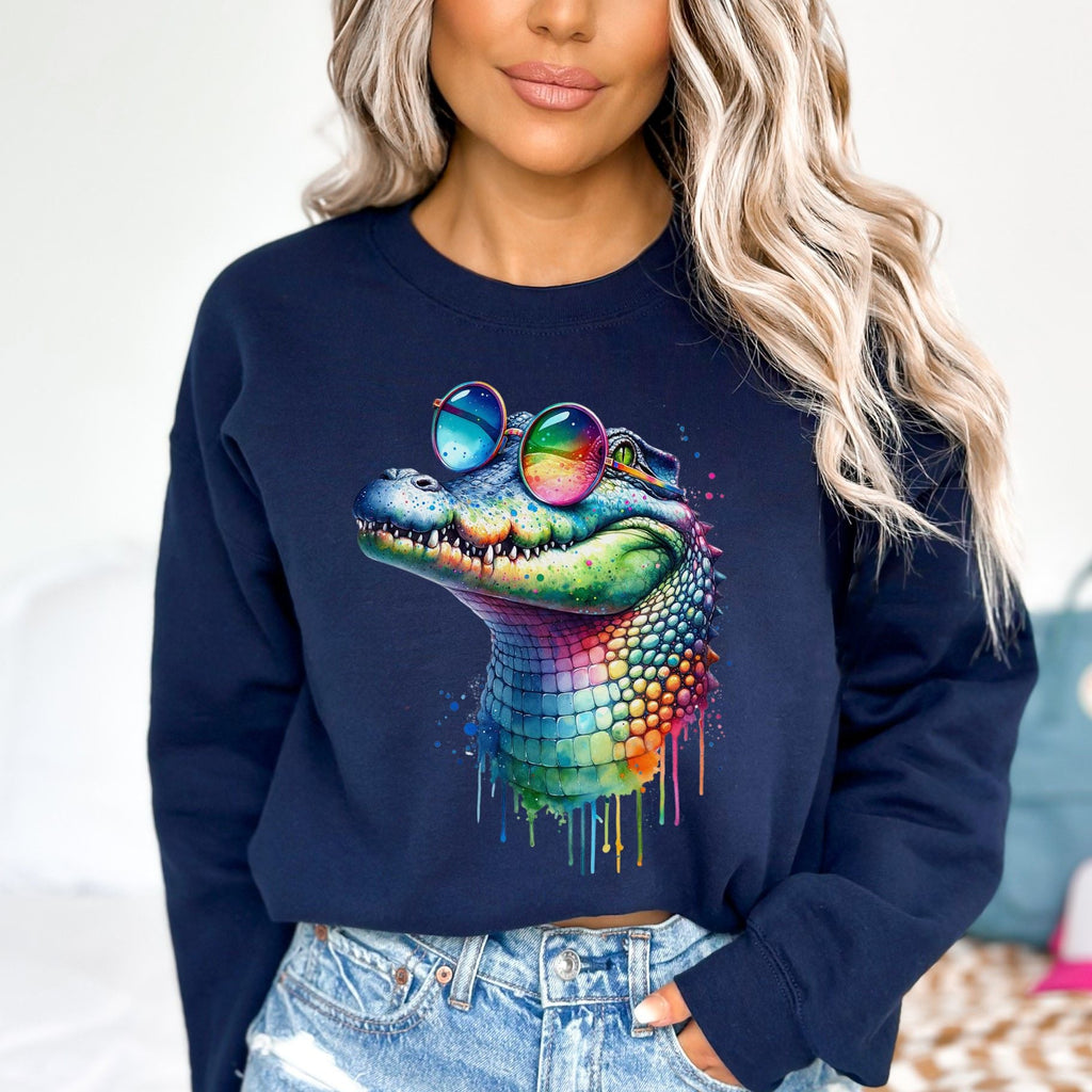 Cool crocodile with eyeglasses Color Splash Unisex product image 2