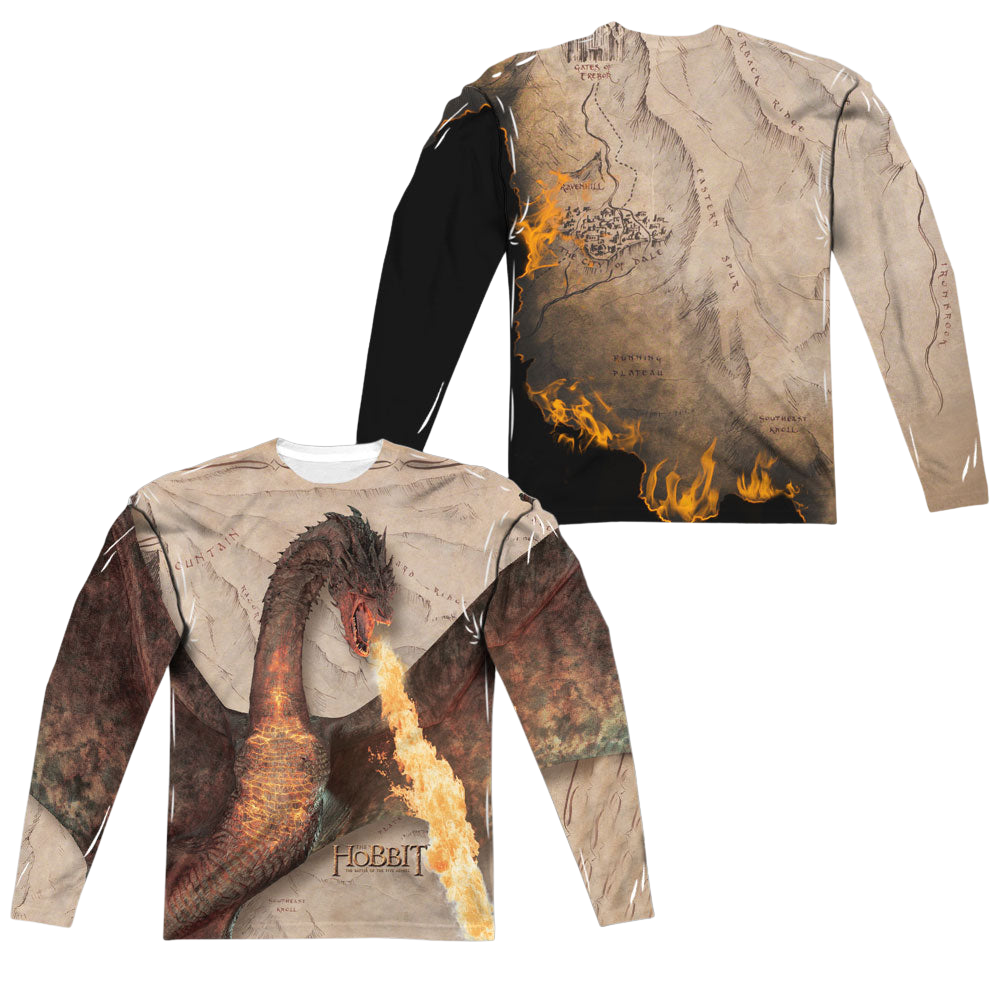 Hobbit Movie Trilogy, The Smaug Attack (Front/Back Print) - Men's All-Over Print Long Sleeve