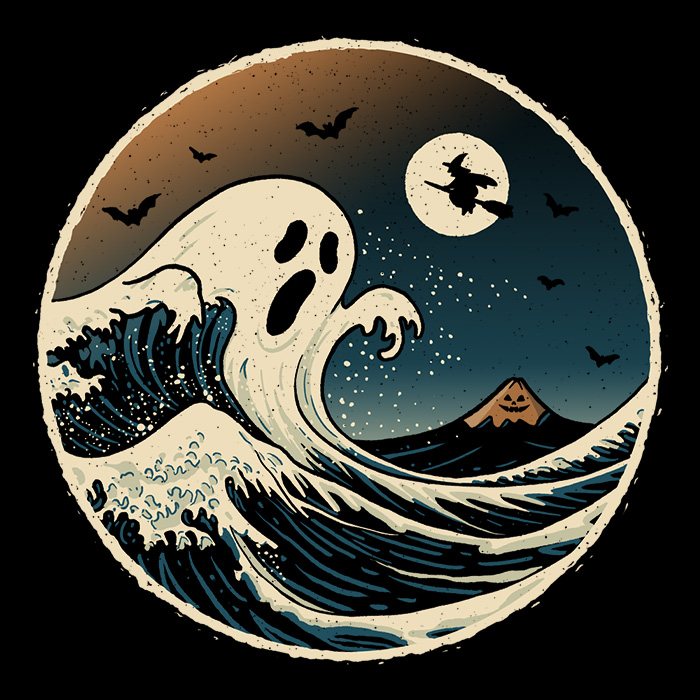 The Spooky Wave - Shower Curtain