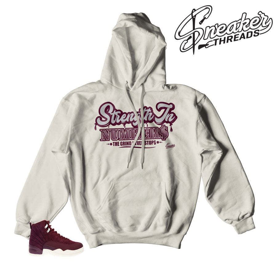 Retro 12 Bordeaux Strength In Numbers Hoody
