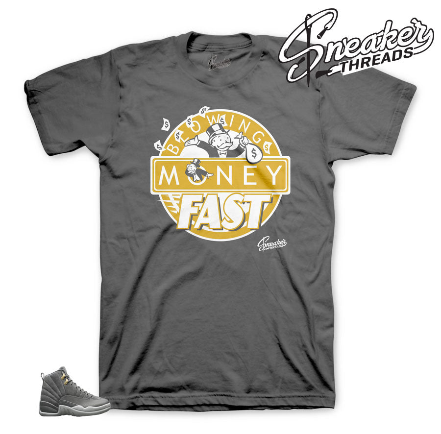 Retro 12 Dark Grey Blowing Money Fast Shirt