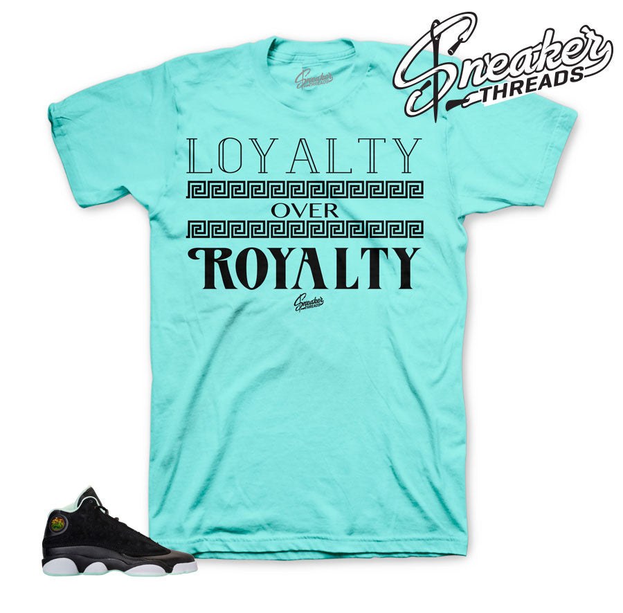 Retro 13 Mint Loyalty Over Royalty Shirt