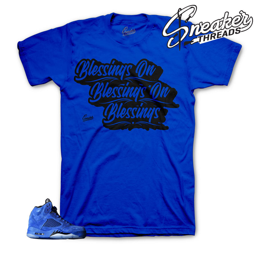 Retro 5 Blue Suede Blessings Shirt