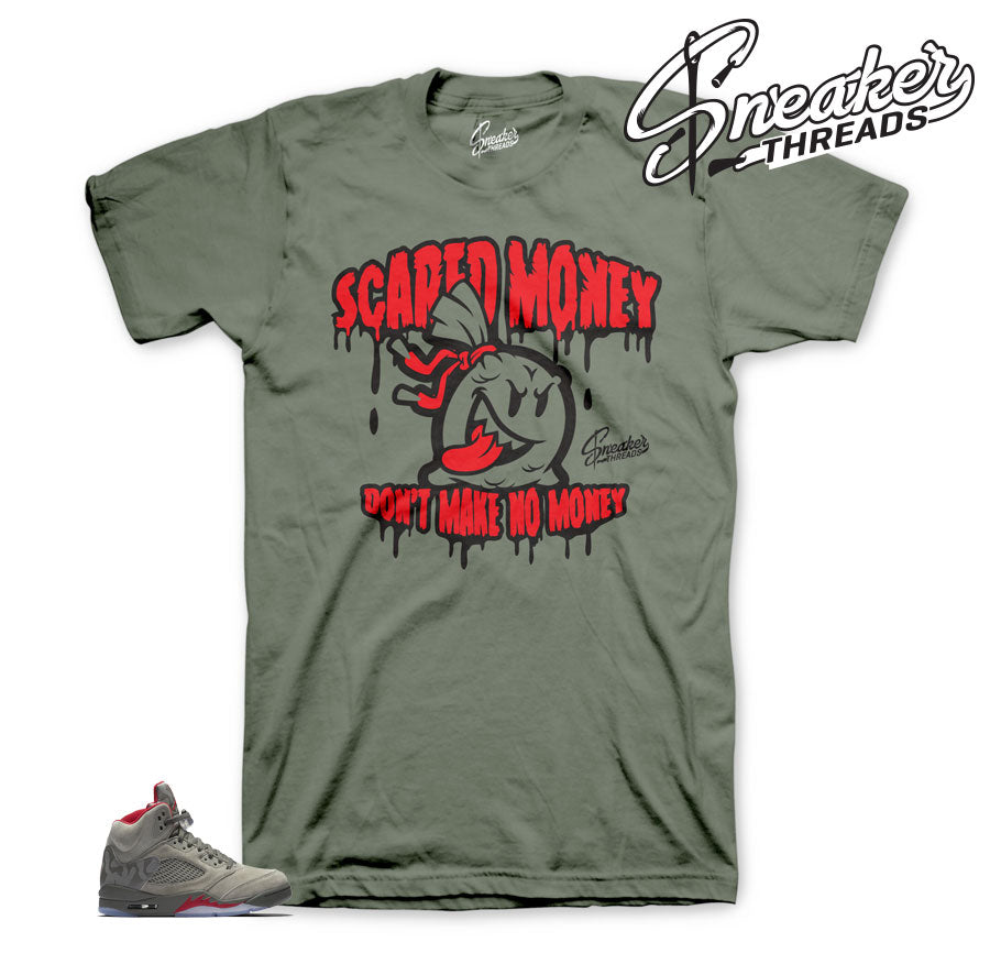 Retro 5 Camo Scared Money Shirt